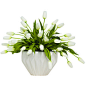 Lux Art Silks White Tulips Faux Flower Arrangement