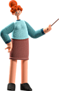 3D Teacher And Student Teacher Pointing