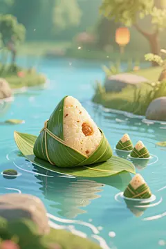 水中场景端午粽子模型