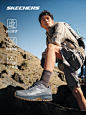 Skechers斯凯奇2024新款男子户外休闲鞋登山鞋耐磨液态银徒步鞋-tmall.com天猫