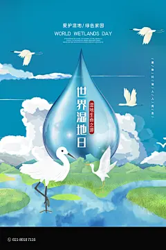 保护湿地世界湿地日海报设计