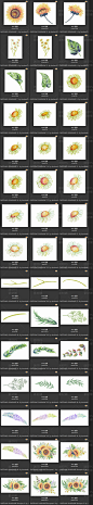 cm126唯美文艺彩色铅笔风向日葵雏菊水彩手绘PNG免扣手账贴纸素材-淘宝网