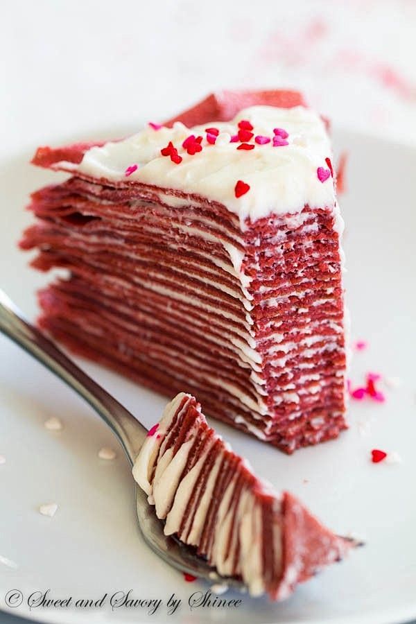 redvelvetcrepecakemadewithlayersofthinredvelvetcrepesandfilled