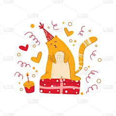 生日,猫,矢量,可爱的,周年纪念,请柬,事件,贺卡,背景分离,蛋糕