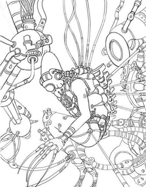 小锅的插画科幻场景设计线稿临摹