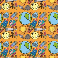 卡通宇宙元素插画 【酷图网】手绘,卡通,宇宙,元素,插画,背景图,宇宙元素,手绘背景,插图背景