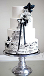 时尚的黑色和白色婚礼蛋糕-婚礼蛋糕-汇聚婚礼相关的一切