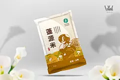 包裝設計 大佛 山脈 斗笠 日月星 白鷺鷥 稻穗 米袋 米飯 蝸牛