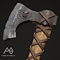 Viking Axe, Artem Mykhailov : A personal project.
7.5k tris, 4096x2048 single texture set.
Rendered in Marmoset Toolbag 4, using new Ray tracing feature.