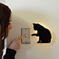 【现货】日本Cat Wall Light猫咪剪影贴墙式声控感应led夜灯3款入-淘宝网