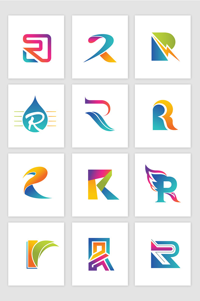 R字母标志logo矢量设计图形
