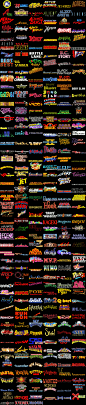 Video game titles that were usually found on arcade cabinets or cartridges in the 90's and earlier. Arcade games usually meant to bring kids in to spend money on a inevitably difficult games and stockpile change. Typefaces were usually deigned to reel the