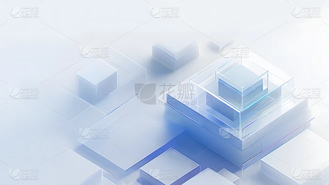 科技风系列蓝色科技-3D几何通用背景素材素材-花瓣网