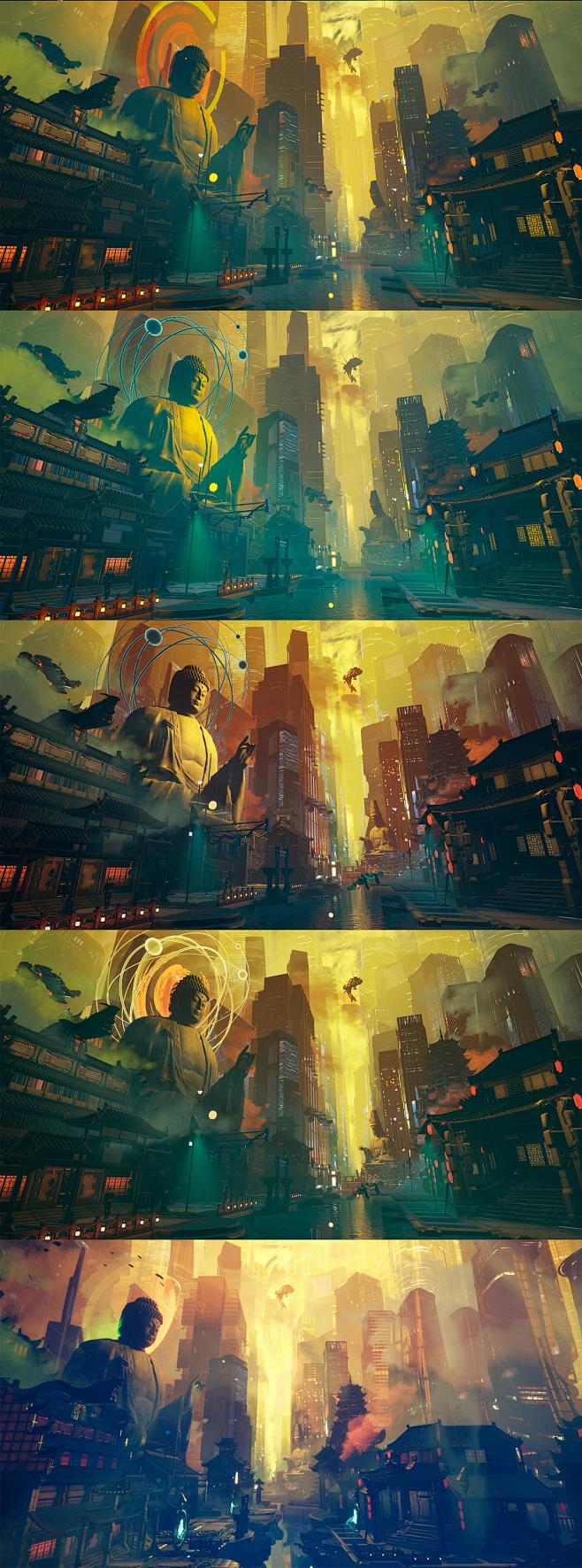 【未来信仰】中国风赛博朋克UE4场景设计...