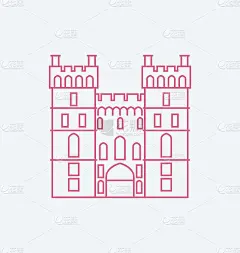 温莎城堡彩色线条插图