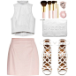 River Island Light Pink leather-look A-line skirt