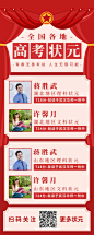 红色极简扁平高考状元成绩公布营销长图