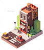 Vector Isometric Wine Shop - Buildings Objects