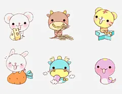 可爱的卡通小动物_新图网 https://ixintu.com 小兔子 小牛 小羊 绘画 插画