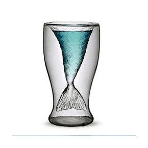 美人鱼透明高硼硅双层玻璃水杯