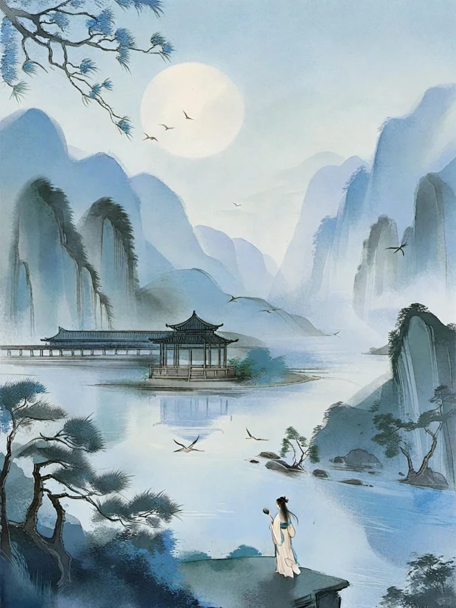 东方美学 | 天青色等烟雨而我在等你图片_国风山水图片素材-花瓣网