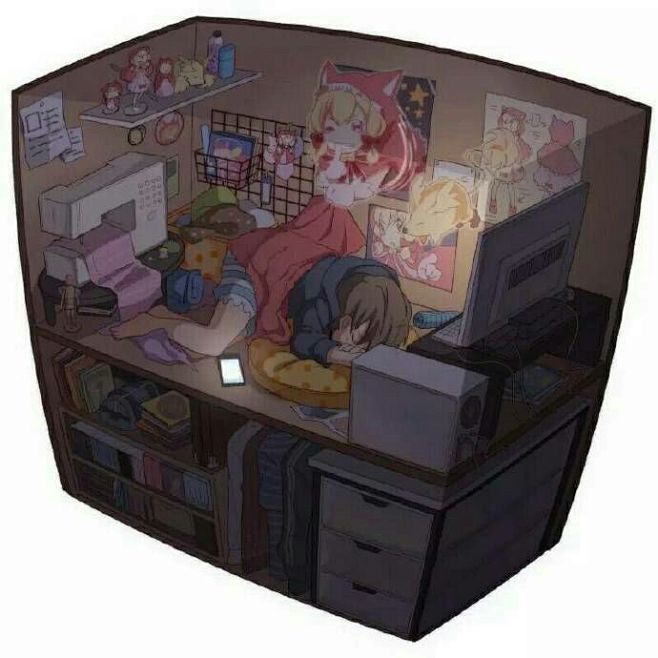 日本画师伊东的插画作品-精致的小卧室4