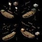 3D古代渔船木船战船模型船帆船围栏素材