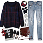 A fashion look from November 2014 featuring skinny leg jeans, black leather shoes and red bag. Browse and shop related looks.