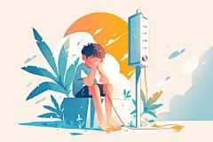 高温来袭插画人物形象