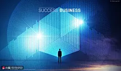 蓝色科技光点图形西装男士商务合成海报 海报招贴 商务办公