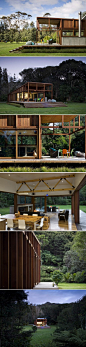 一栋漂亮的木房子，位于新西兰的 Barrier Island ，建筑师是 Crosson, Clarke, Carnachan。