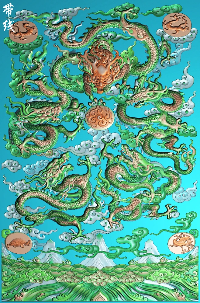 JL-017五龙竖屏带线.jpg-花瓣网
