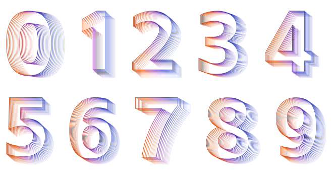 数字设计-条纹-波纹-彩色-渐变-数字-...