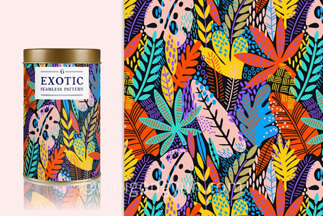 异国情调的树叶图案背景纹理 Exotic...