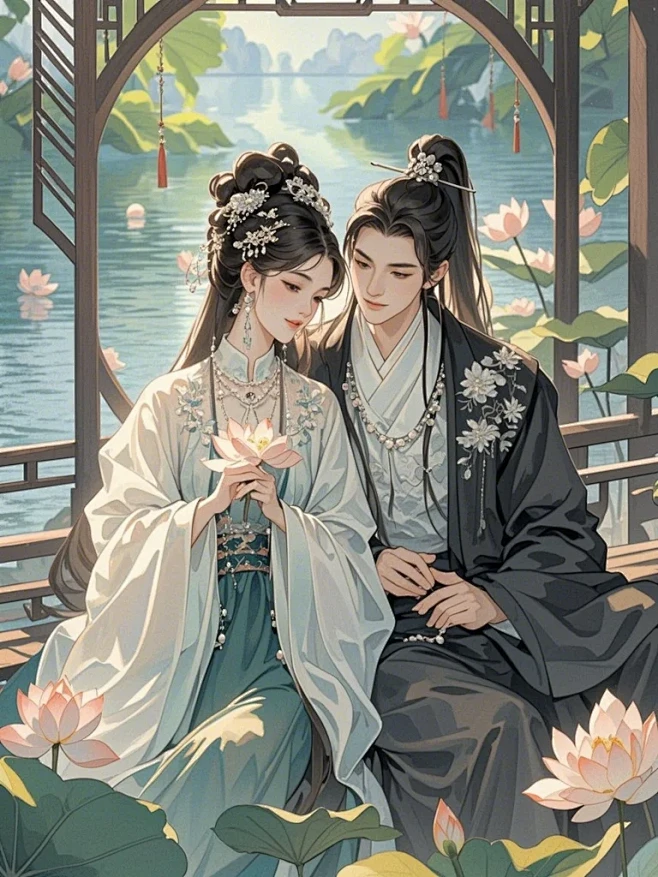 月夜啸声AI试验-古代情侣