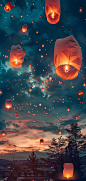 angelovbenfieldlewis_Landscape_sky_full_of_Kongming_lanterns_ev_9077fb5a-0600-4cbd-bca0-32bcc3ee2938