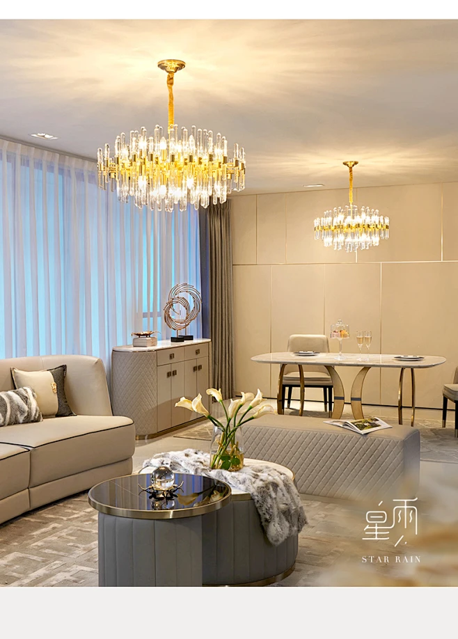 希尔顿后现代轻奢水晶吊灯全铜简约客厅卧室灯具餐厅高档灯饰大气-tmall.com天猫-花瓣网