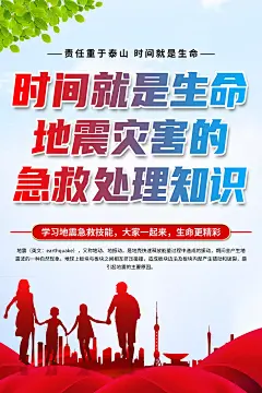 清新地震灾害的急救处理宣传海报2