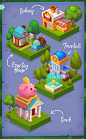 Animal Town - Game Art : Match 3 game with city-builder meta game.