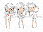 375号日韩时尚女孩插画线稿海报手帐装饰画高清矢量图AI设计素材-淘宝网
