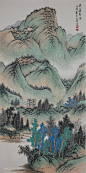 王军河工笔山水传统山水皴法国画界画《溪山深秀图》