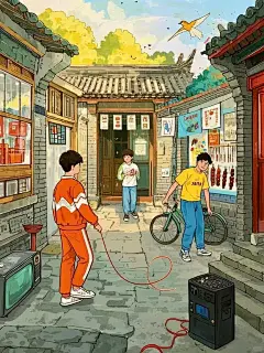 胡同时光机：8090京味儿童年对比绘 - 小红书
