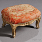 Louis XV-style Giltwood and Needlepoint Footstool
