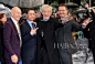 从左到右：Patrick Stewart, 詹姆斯·麦卡沃伊 (James McAvoy) 、Ian McKellen, 迈克尔·法斯宾德  (Michael Fassbender) 亮相《X战警：逆转未来》伦敦首映式。