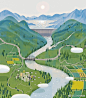 早先跟美国设计公司pentagram合作 与第三方WWF 世界自然基金会 做了一整期杂志的插画 关于中国河流的环境。一直不记得发出来，终于拍了一下照片～  @WWF世界自然基金会 2美国·皇后区