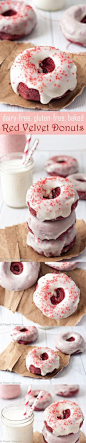 This Dairy Free Gluten Free Baked Red Velvet Donut Recipe is quick and easy to make, allergy friendly, and has all the classic red velvet flavors (including a dairy free cream cheese flavored glaze.): 