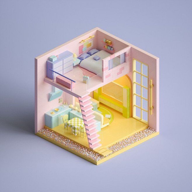近期C4D零基础课程小房间案例优秀作业-C4D蜂巢计划 (71)
