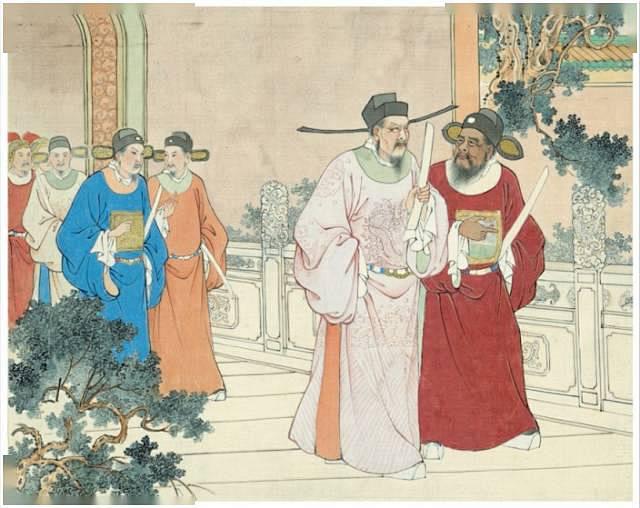 经典工笔连环画《桃花扇》，回忆十足！_忠奸 二，认贼作父害忠良，一纸告文述端详：大越本是阉党孽，欺君罔上乱纲常。 五，洞房之夜烛火明，公子
