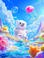 csfreei3996_cartoon_style_game_background_a_huge_polar_bear_in__c