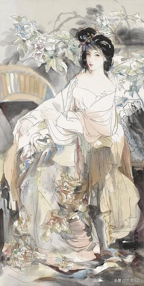 惊艳古典美人图 | 苏维贤国画人物仕女作品欣赏-花瓣网